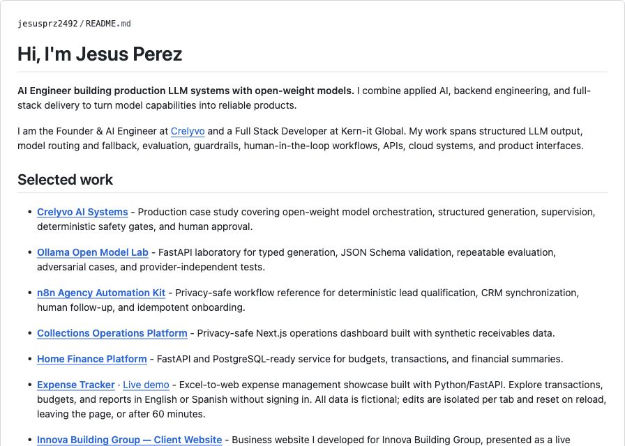 GitHub engineering portfolio and selected repositories